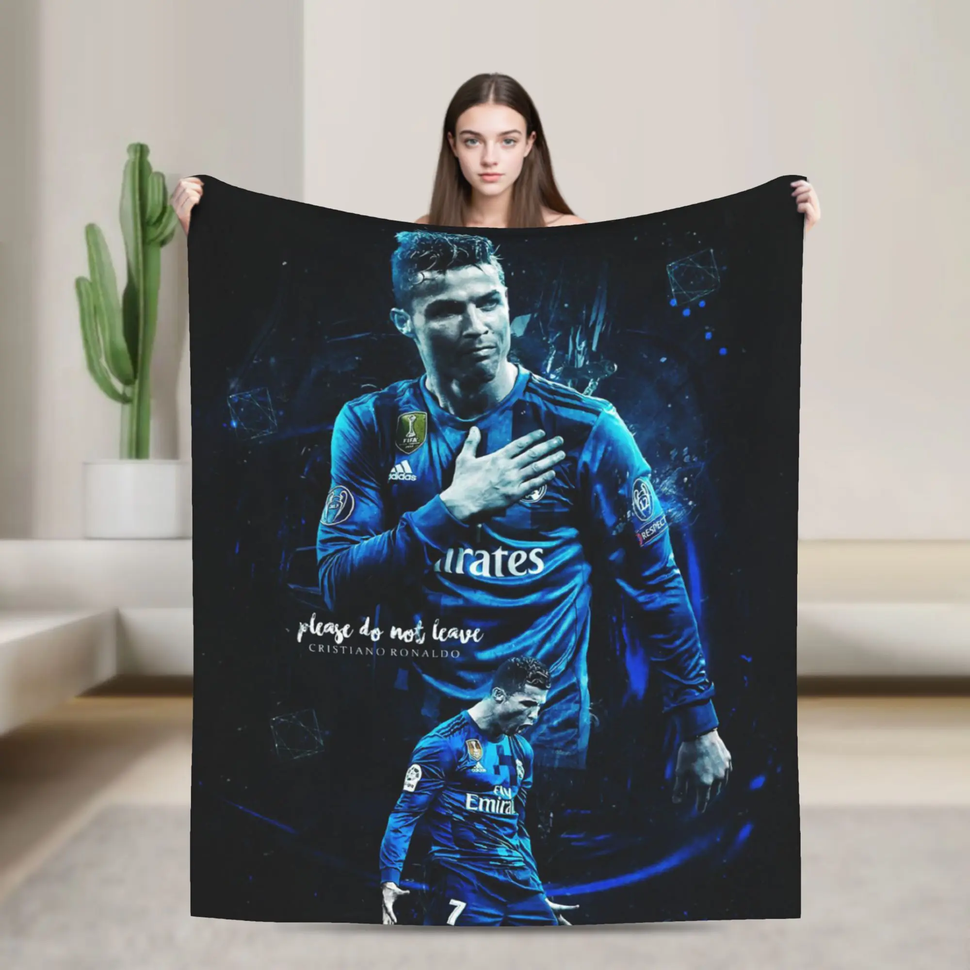 Football Soccer Wool Blankets C Ronaldos Novelty Throw Blankets for Home 150*125cm Bedspreads