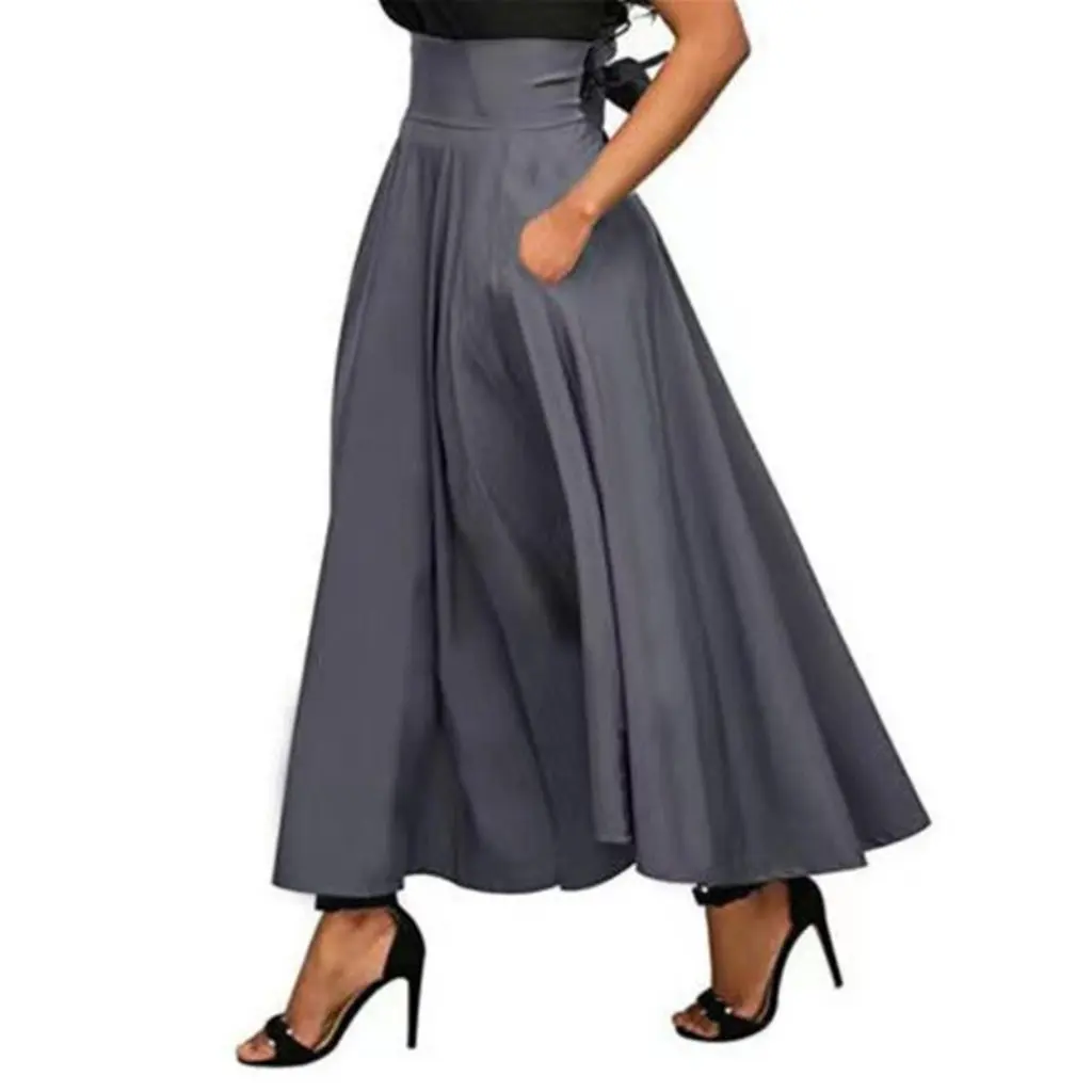 

Women's Long Skirt Spring European American Style Solid Color Strap Ankle Waist Design Fashionable Casual A-Line Skirt