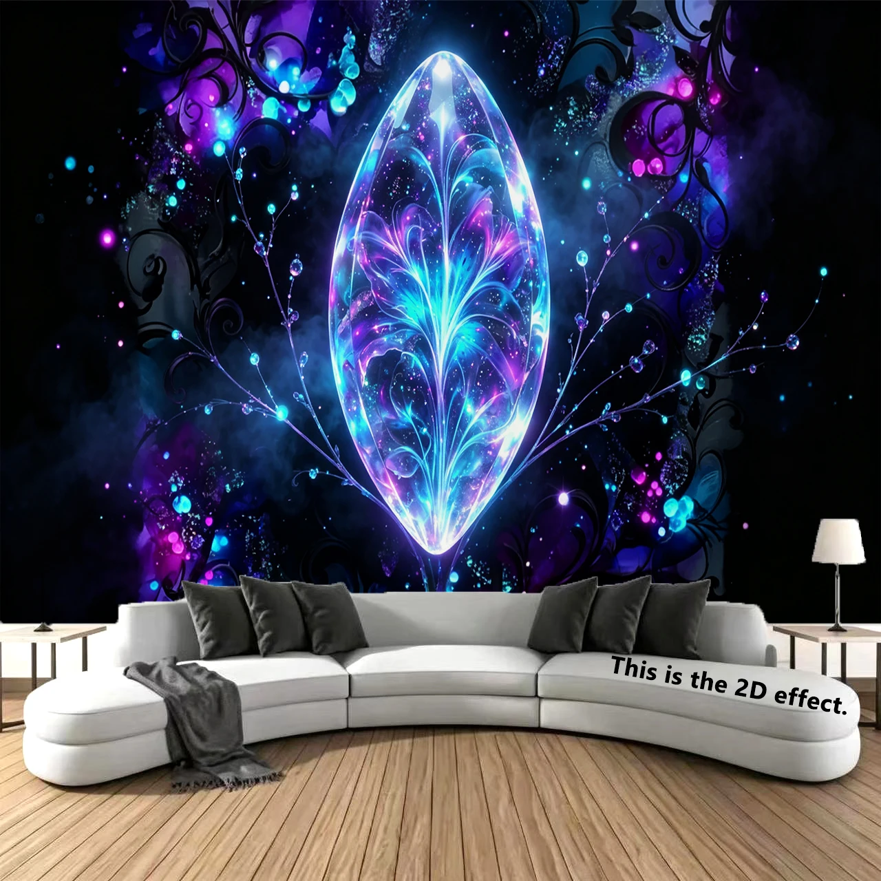 Glowing Neon Floral Tapestry Background Cloth Hanging Cloth Bedroom Bedside Decorative Wall Cloth Dormitory Tapestry