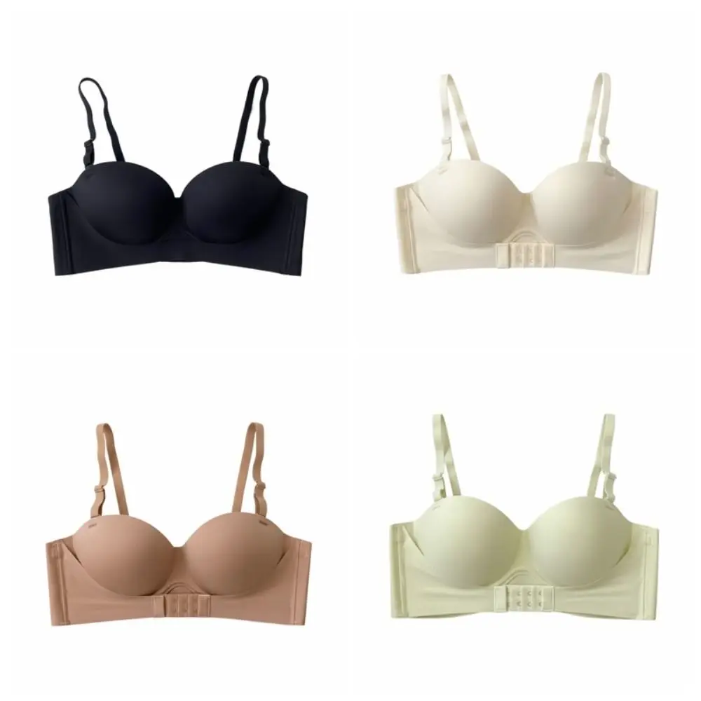 Модный беспроводной бюстгальтер с глубоким V-образным вырезом на пуговицах спереди, противоударное антипровисающее нижнее белье для женщин, нижнее белье пуш-ап, бесшовный спортивный бюстгальтер