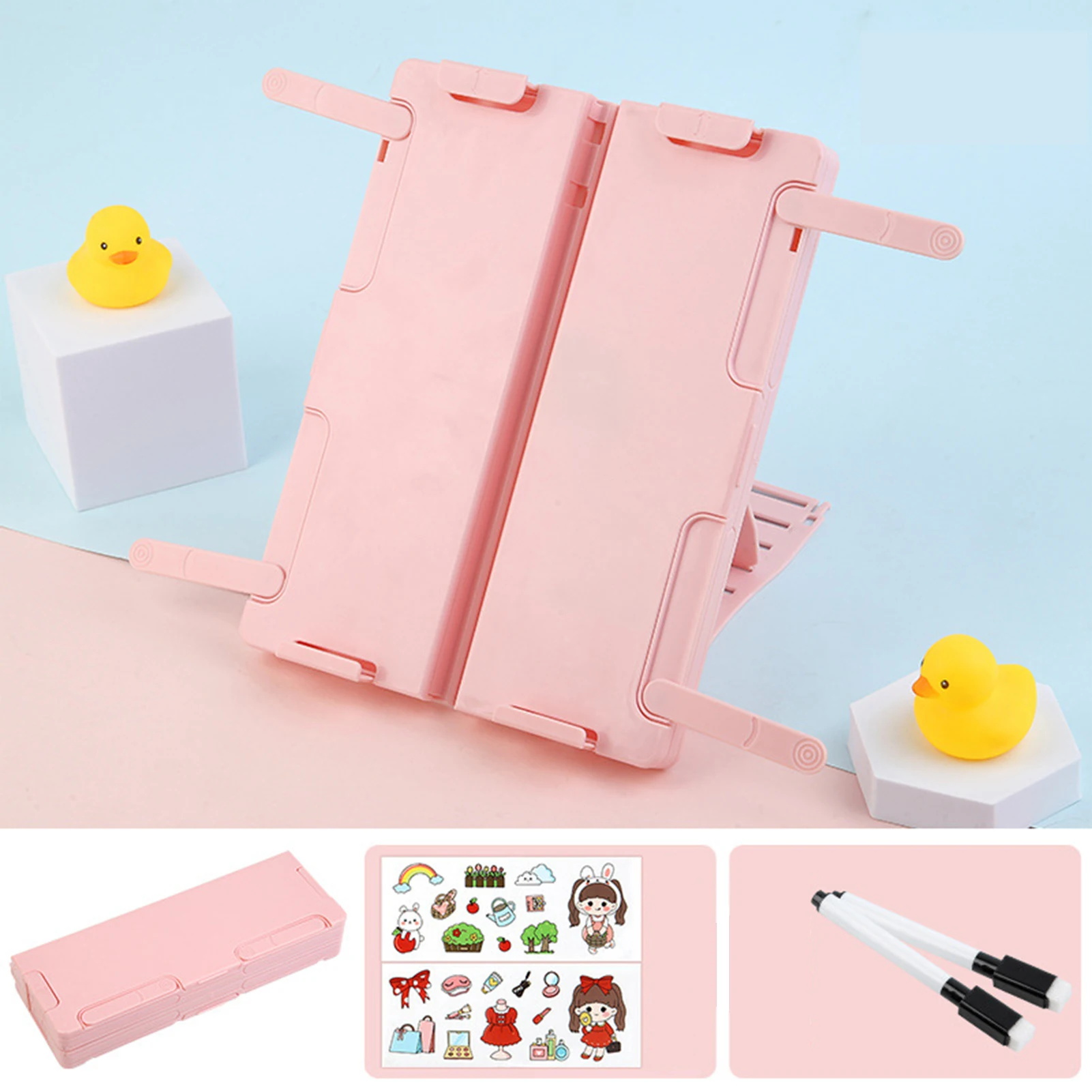 Multifunctional Plastic Pencil Case Pink Blue Green Reading Book Holder Shelf Bookstand Pen Case School Supplies Stationery Gift