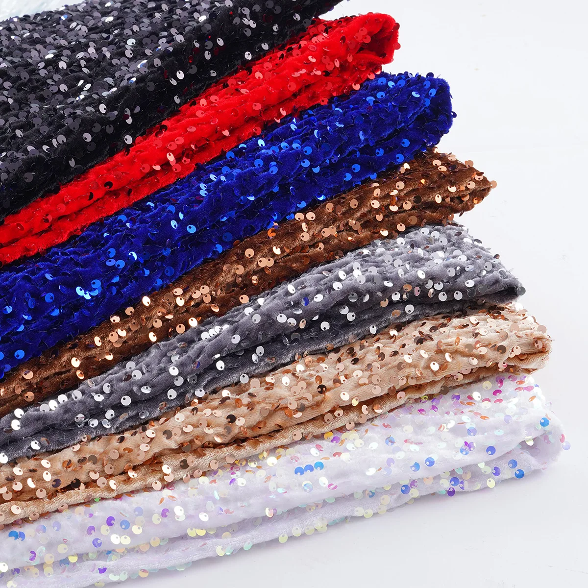 

Эластичный блеск вертикальный смысл сплошной цвет трехмерная вышивка блестки бархатная ткань платье дизайнерская ткань DIY