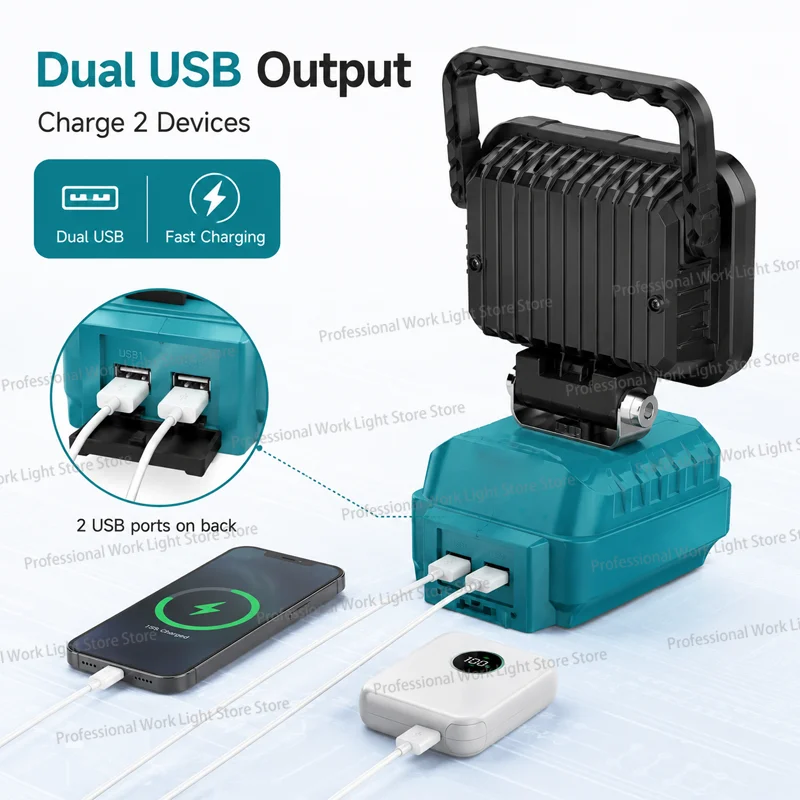 For Makita LED Working Light Lantern 18V Li-ion Battery Emergency Lamp Flashlight Torch Spotlight With Dual USB Camping Lighting