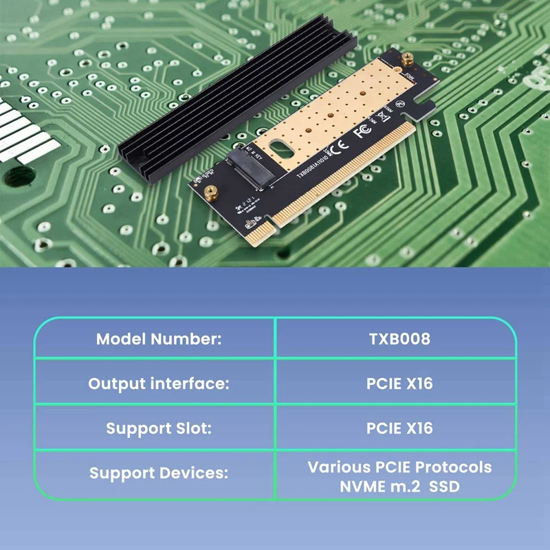 M.2 Nvme Ssd Adapter M2 To Pcie 3.0 X16 Controller Card M Key Interface Support Pci Express 3.0 X4 2230-2280 Size