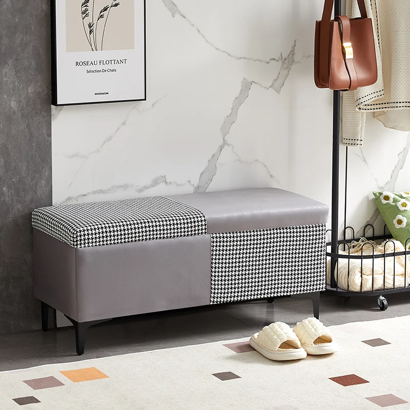 

Luxury Shoes Stools Household Entrance Shoe Storage Long Stool Fitting Room Rectangular Storage Ottomans At The End of The Bed