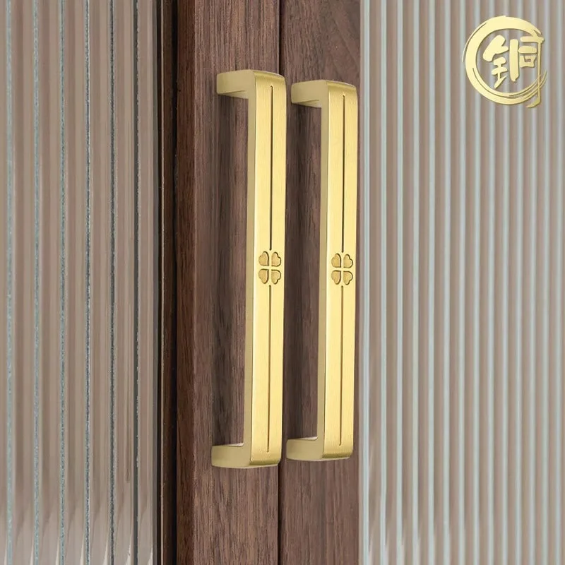 New Chinese Retro Style Cabinet Wardrobe Door Handle Modern Simple High End Light Luxury Brass Drawer Shoe Cabinet Door