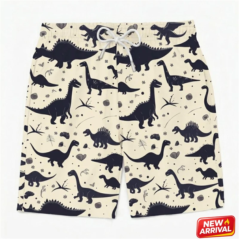 Cartoon Dinosaur Graphics Beach Shorts Men Elastic Quick Dry 3D Print Animal Shorts Summer Hawaiian Cute Hot Sale Swim Trunks