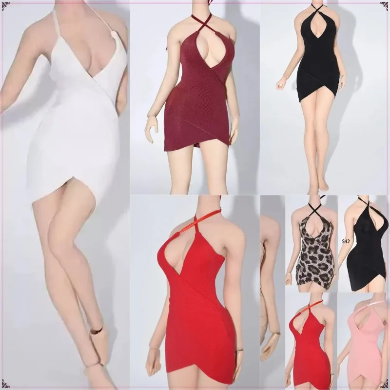 

1/6 Scale Female Soldier Deep V-neck Camisole Dress Skirt Clothes Model for 12'' Action Figure Tbl Phicen Body Dolls