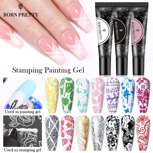 Imagen 1 del producto BORN PRETTY 1 botella de 8ml esmalte de Gel estampado negro blanco oro plata estampado de uñas esmalte de impresión en Gel barniz de Gel para remojar