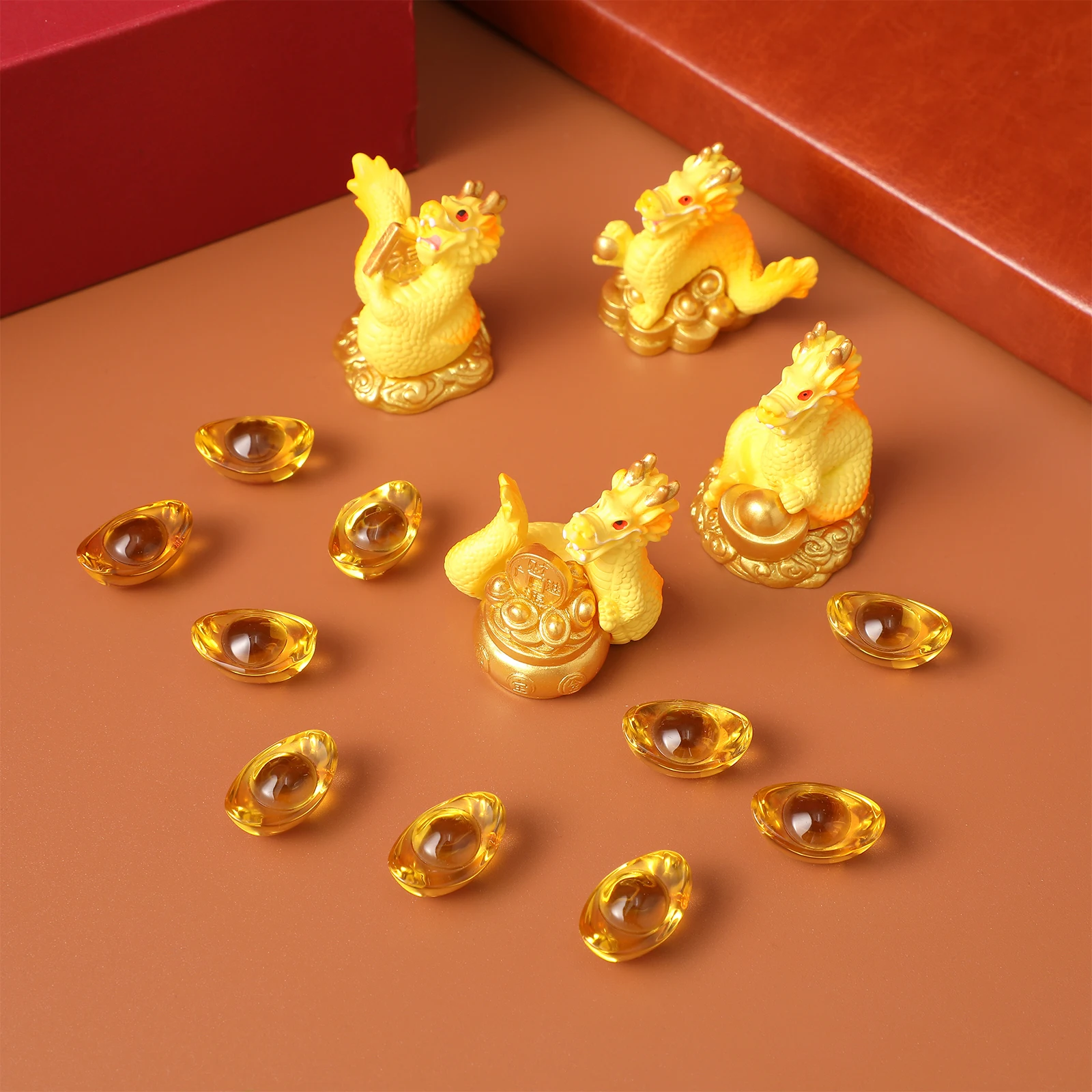 

1 Set Chinese Dragon Figurines Resin Craft New Year Decor Festivity Ornament For Home Office Desktop Celebration Chinese New