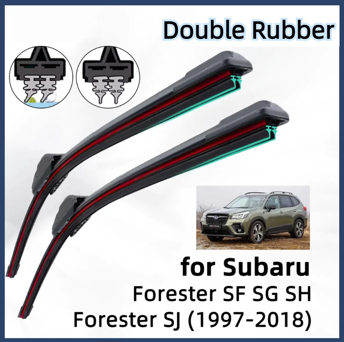 Double Rubber Car Wiper for Subaru Forester SF SG SH Forester SJ Front Wiper Blades Brushes Cutter Accessories Windscreen