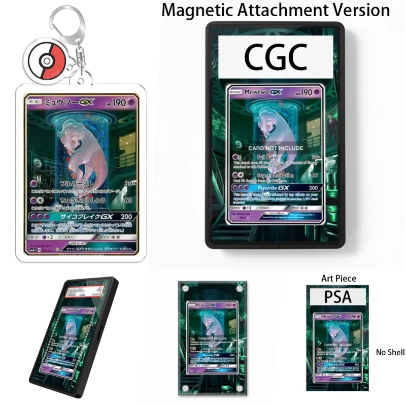 Art Display for Pokemon TCG Mewtwo GX Anime Expand Art Fans Gift Recyclable Acrylic Protective Case Keychain