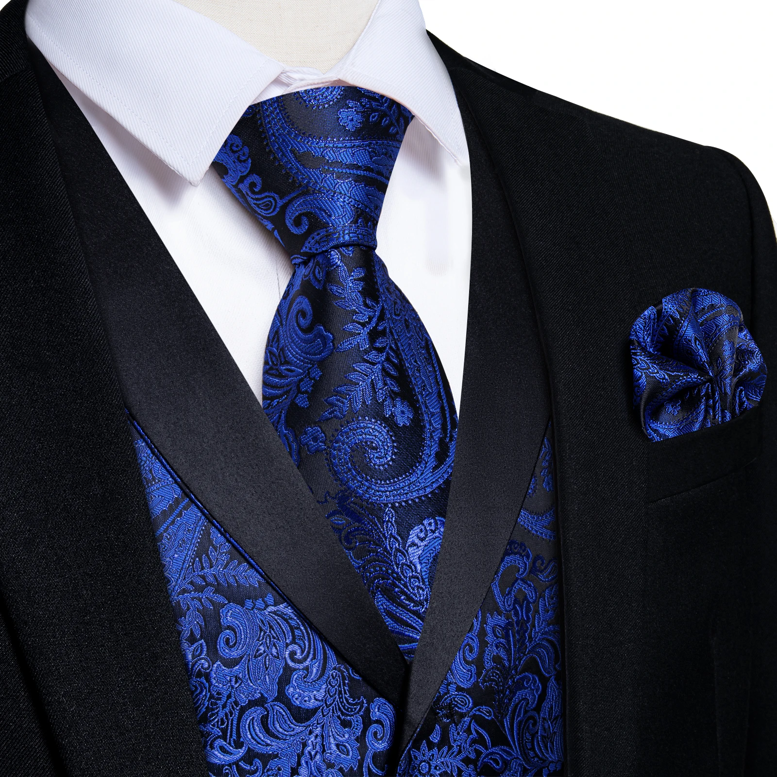 Luxury Royal Blue Red Shawl Collar Suit Vest Slim Fit Waistcoat for Wedding Groomsmen V-Neck Tuxedo Sleeveless Jacket DiBanGu