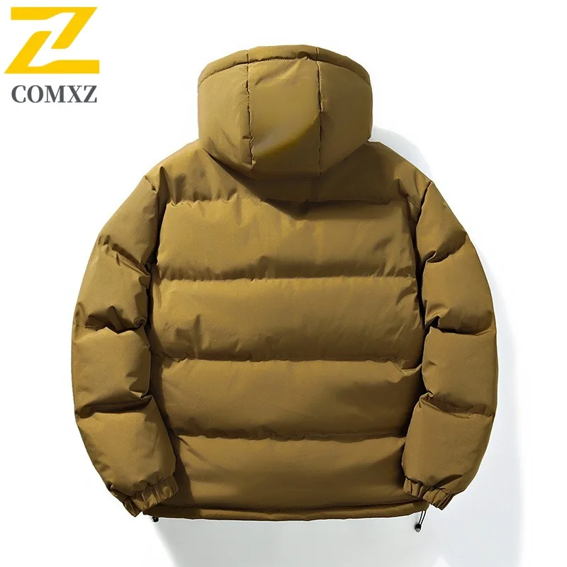 COMXZ Winter New Cotton Men Coat 2025 Unisex Korean Style Hooded Thickened Parker Coat Trendy Sports Casual Outdoor Daily Wear