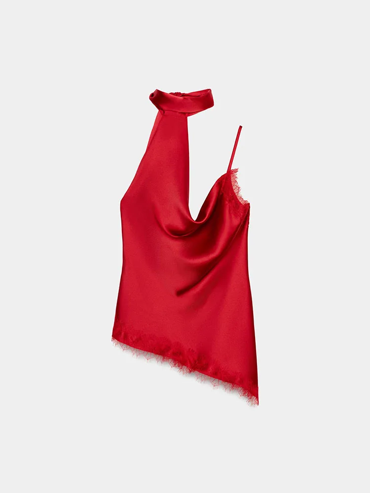 

Spring 2026 Women's Faionable Lace Patchwork Underwear Sle Top Versatile New Arrival Clothing Ethnic Stage Costume
