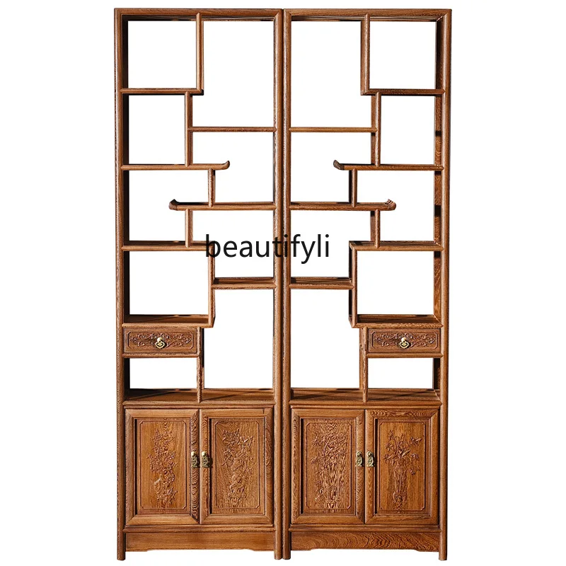 

yj Rosewood Furniture Door Frame Ultra Narrow Shelf Solid Wood Chinese Style Display Cabinet Antique Shelf