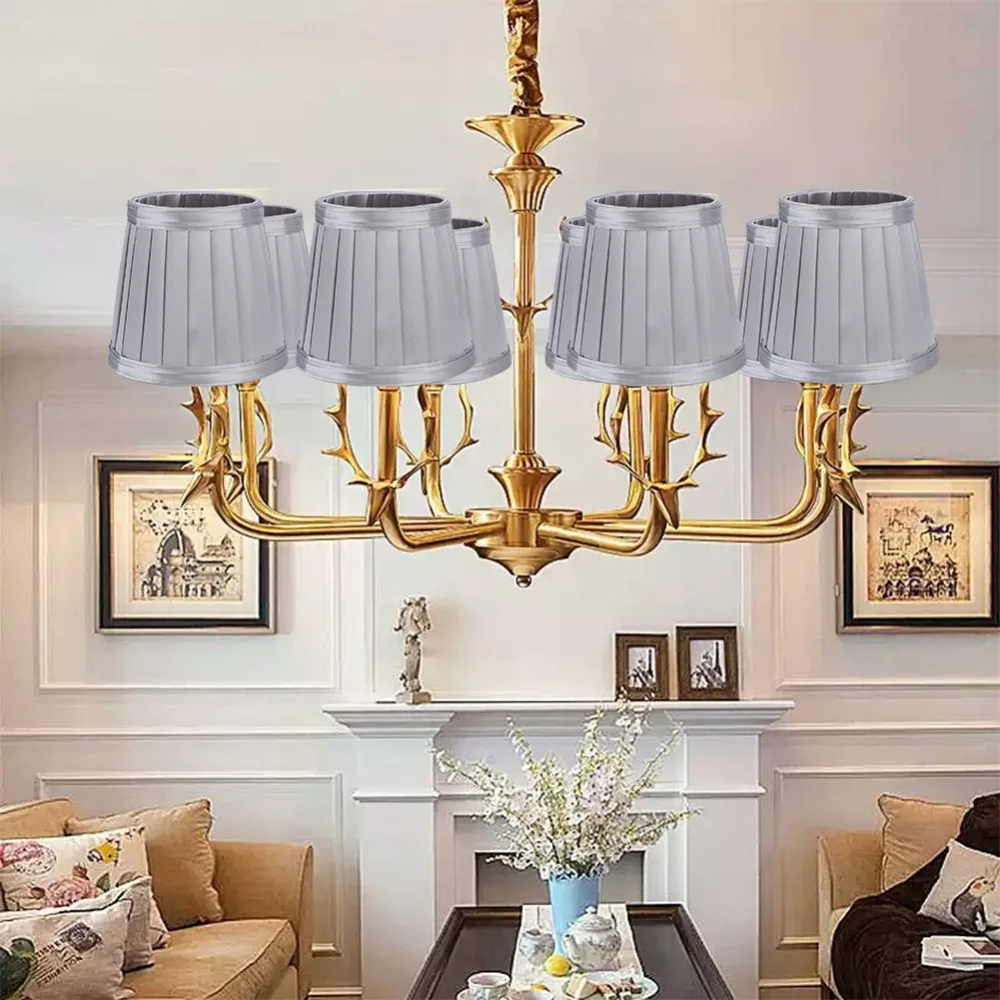 

6PCS Simple Fabric Lampshade Clip On Design 4.3 inch Height Chandelier Lamp Shades Small Lamp Shades Table Lamp