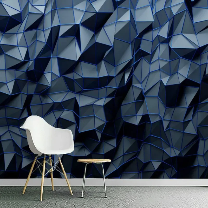 

Modern Abstract 3D Stereoscopic Navy Blue Geometric Polygon Mural Wallpaper 3D Bar Office Studio Industrial Decor Wall Paper 3D