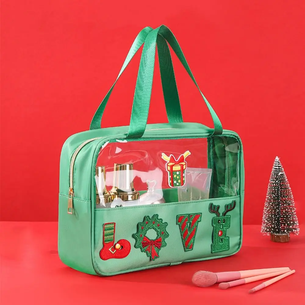 

Креативные рождественские прозрачные дорожные сумки, прозрачные рождественские сумки для туалетных принадлежностей с героями мультфильмов, водонепроницаемая косметичка большой емкости на молнии