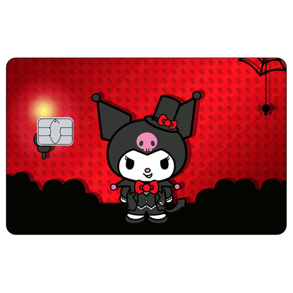 ملصقات غير لامعة مقاومة للخدش لبطاقة الائتمان Kuromi الكرتونية اللطيفة لبطاقة البنك VISA JCB MasterCard وبطاقات IC الأخرى