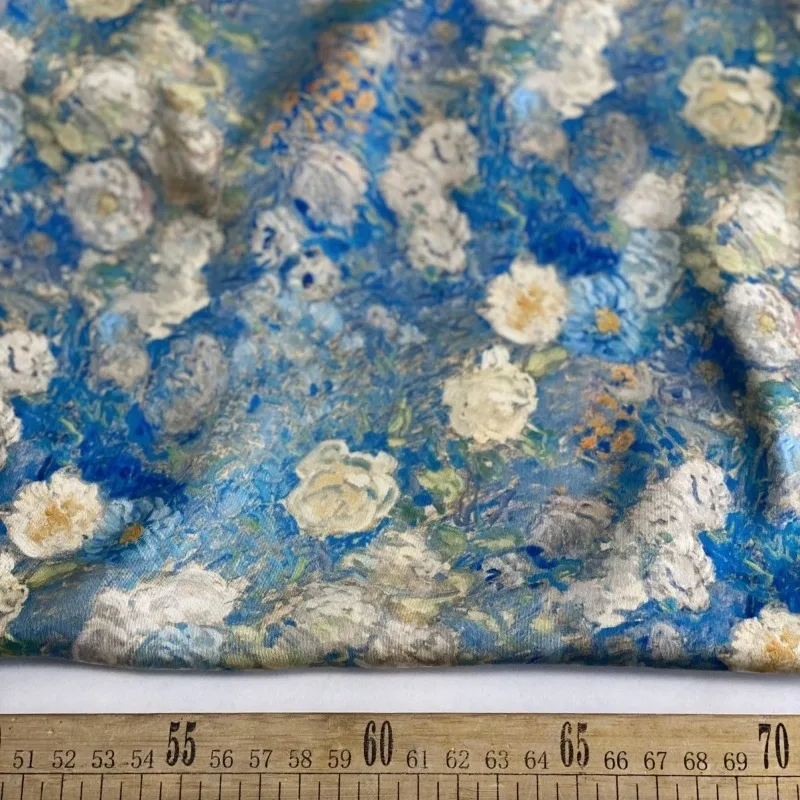 النفط اللوحة طباعة 80s القطن رايون الساتان النسيج الحرير مثل بارد تنفس النسيج تشيباو منامة فستان المرأة ملابس عصرية #5