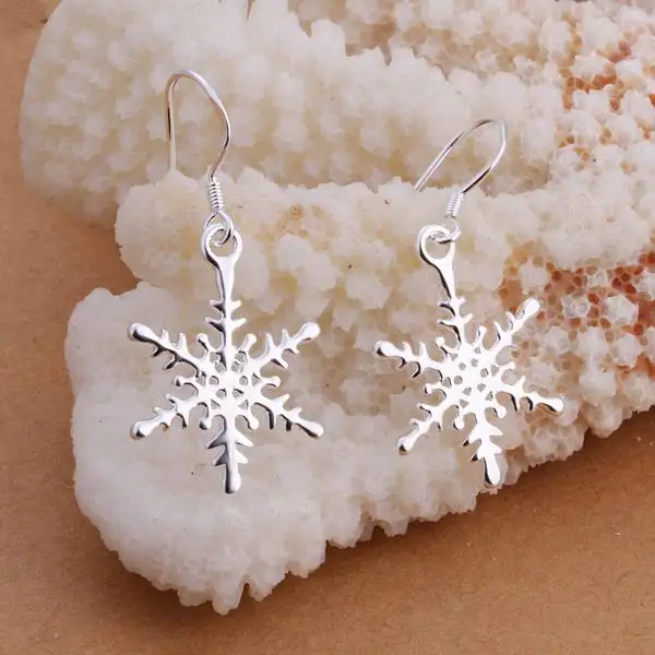 

Beautiful Snowflake Pretty Nice Lovely Fashion Women Solid 925 Sterling Silver Dangle Drop Earring Cute Jewelry Factory Price