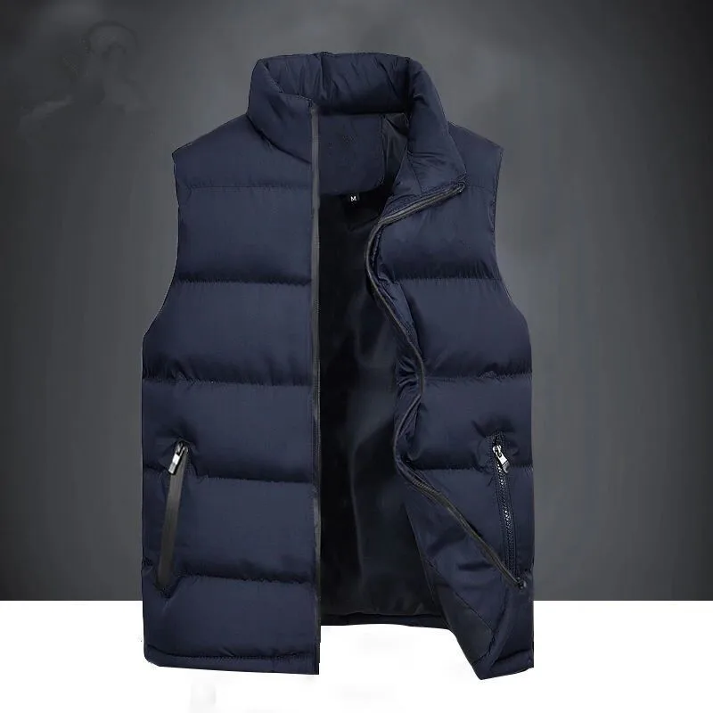 Men's down Cotton Vest Durable Wear Resistant Warmth Autumn Winter Jacket Shoulder Cut out for Working Outdoors Active Youth