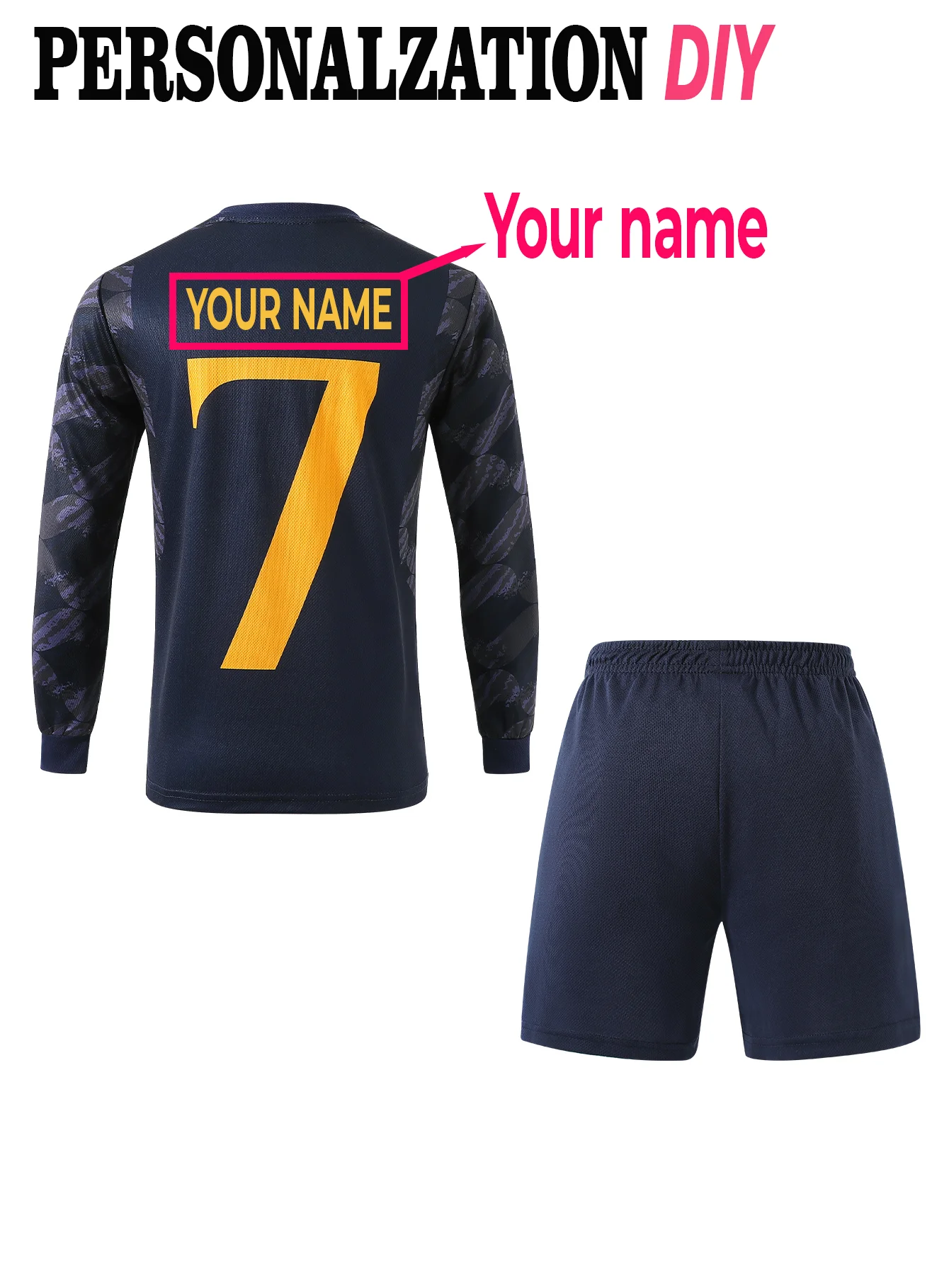 Children's Sports Football Kit Quick Dry Casual Training Uniform Set with Personalized Name Customization Fixed Number 7