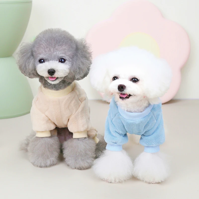 Cute Dog Clothes Pajamas Onesies Suitable For Autumn And Winter Fluffy Fleece Lining  Small Dogs Clothes Cold-Proof Warm Coat