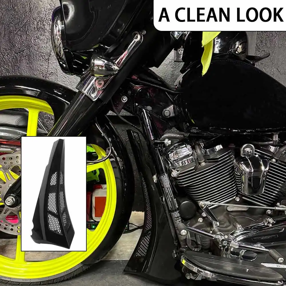 جزء الدراجة النارية باللون الأسود للذقن الأمامية غطاء المبرد السفلي لدراجة Harley Touring Road Glide Street Glide FLH FLT 2014-up #3