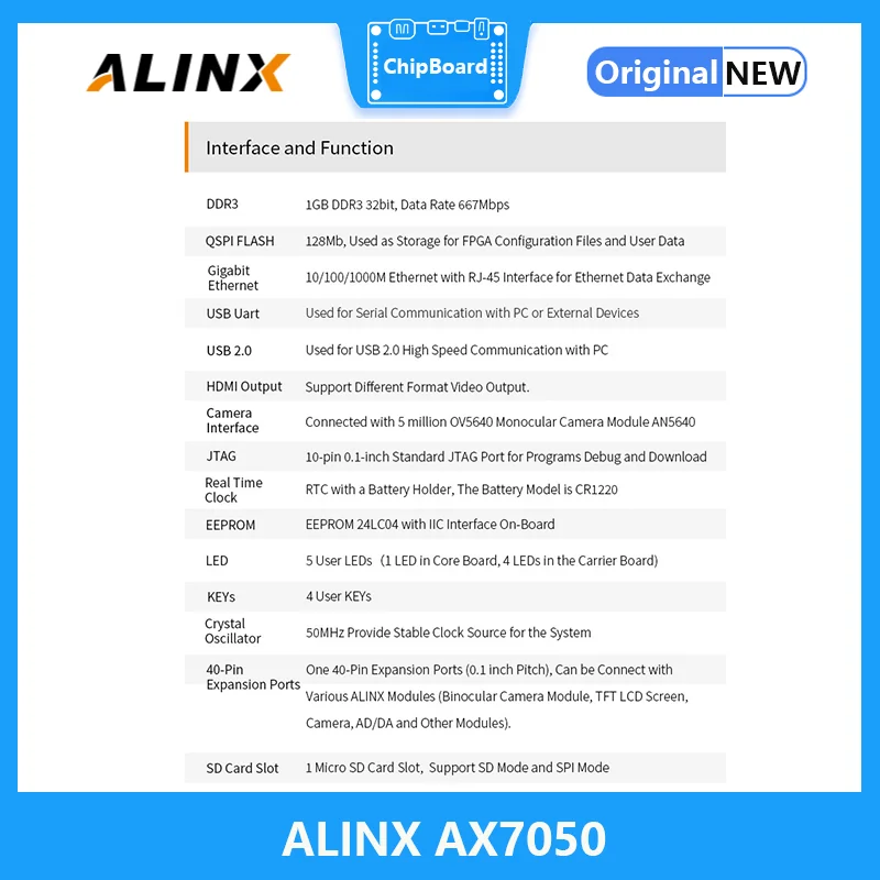 AX7050 ALINX: Xilinx SPARTAN-7 XC7S50 vivado FPGA คณะกรรมการพัฒนา