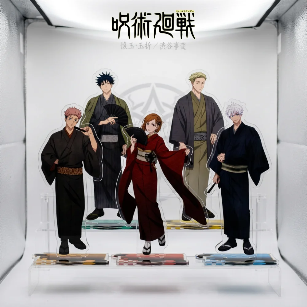 Anime Jujutsu Kaisen 15cm Acrylic Keychain Stand Gojo Yuji Megumi Nobara Nanami Kimono Figure Desktop Ornament Collectible Fans