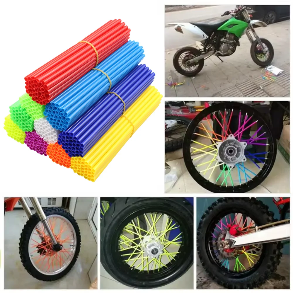 36Pcs Motorcycle Wheel Rim Cover Spoke Skins Wrap Tubes Warning Safety Decor Protector For Bicycles Moto Dirt Bike Universal