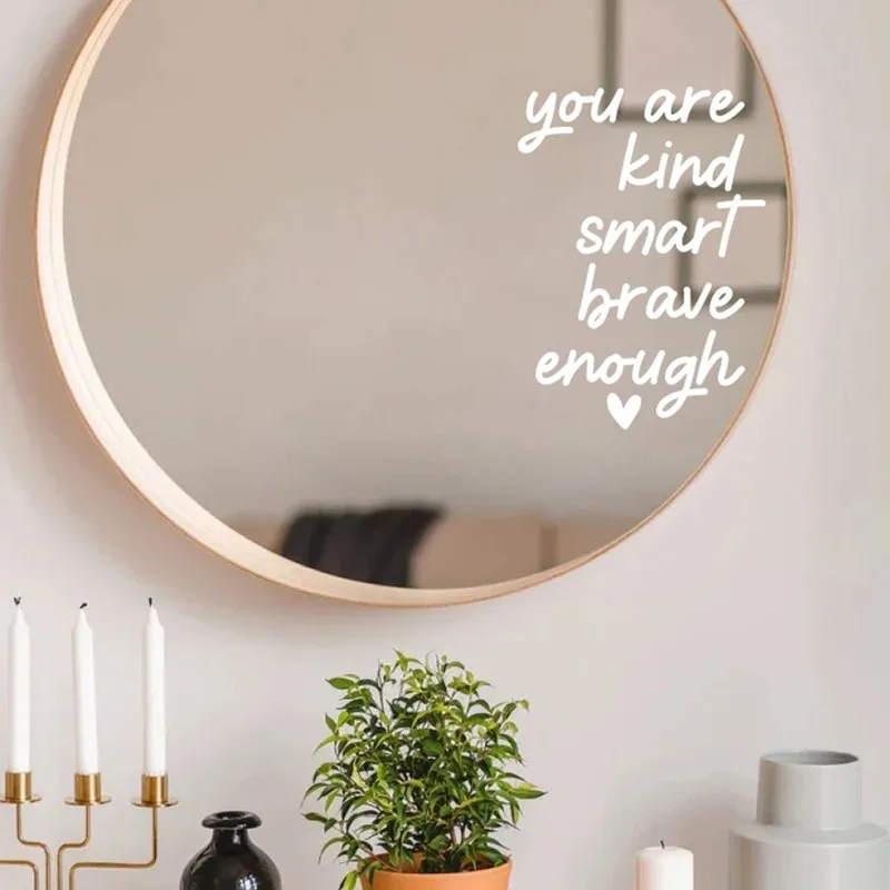 Pink Mirror Decal Room Decor for Teen Girls, 3D Pink Bathroom Decor for Kids or Girls,Positive Affirmation Mirror Sticker - Detail 1
