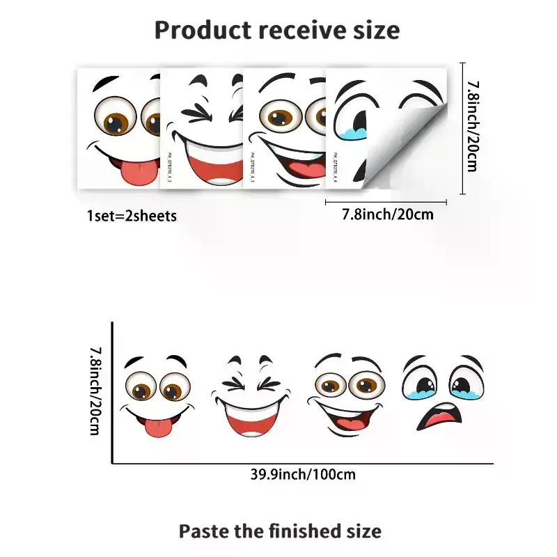 4Pcs Funny Face Waste Bin Decals Self-adhesive Waterproof Cartoon Stickers for Bathroom Kitchen Home Gifts