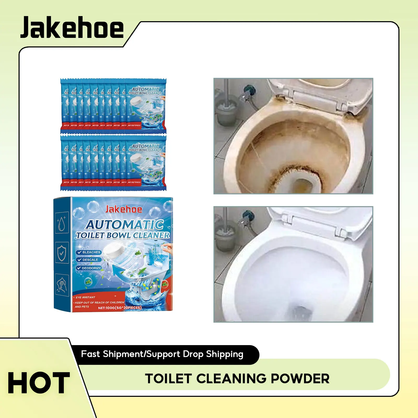 

Toilet Cleaning Powder Effervescent Tablets Washer Yellow Dirt Cleaning Deodorant Odor Removal Foaming Household Drain Cleaner