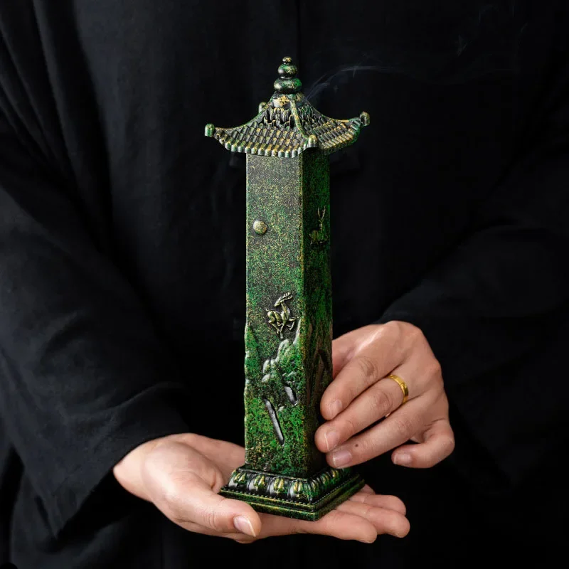 Creative Antique Vertical Incense Burner Auspicious Deer Incense Holder Home Sandalwood Burner Tea Ceremony Ornaments
