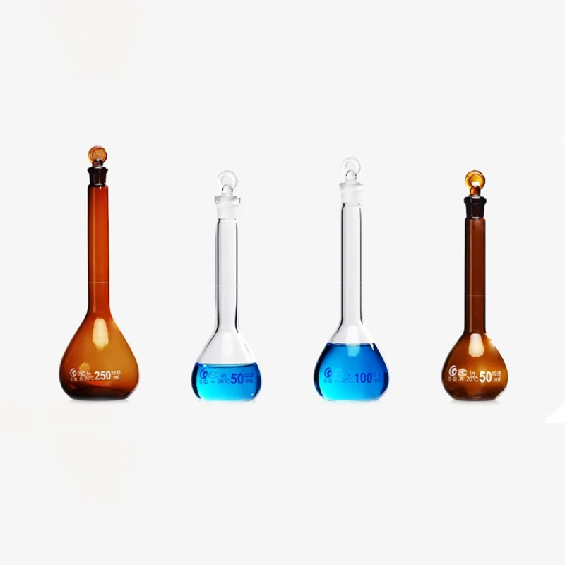 

1pc Transparent Brown Laboratory Glass Volumetric Flask Pyknowmeter Measuring Flask