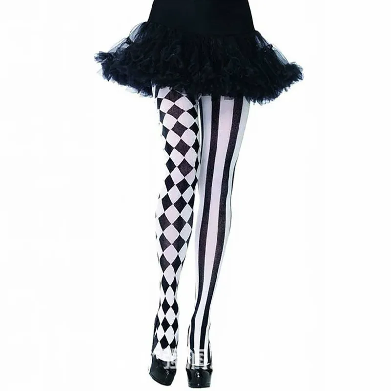 Womens Halloween Tights Party Cosplay Striped Elastic Pantyhose Autumn Winter Xmas Club Clown Stockings Multicolor Hosiery