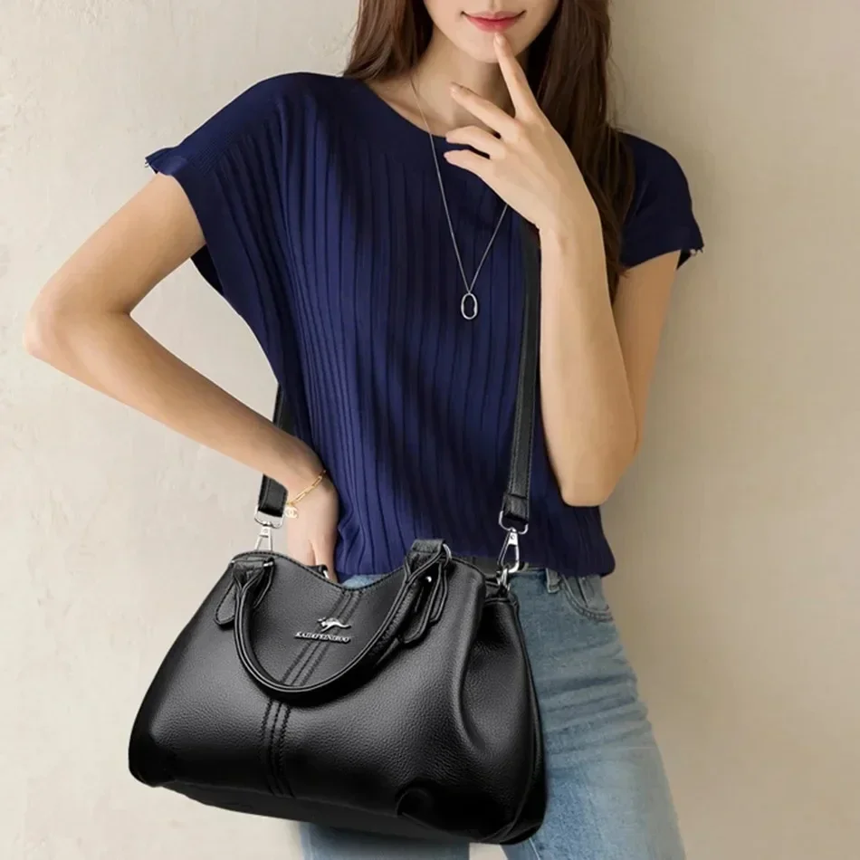 Genuine HIgh Quality Luxury Handbags Designer Crossbody High-capacity Female Shoulder Bags Solid Color Leather Shoulder Bag 2024