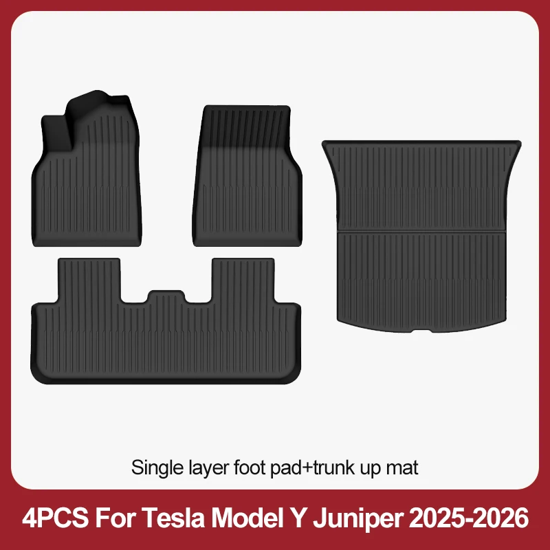 BYTON Voor Tesla Model Y Juniper 2025-2026 Premium/Performance TPE Vloermatten Bagagebak Automatten Slijtvaste Matten Waterdicht