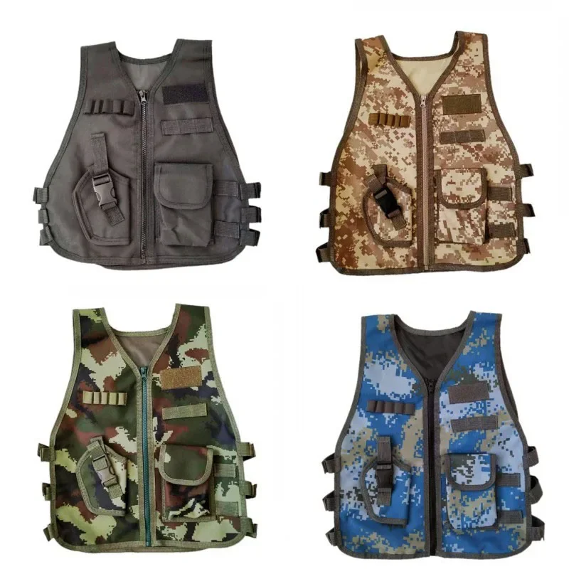 Army Fans Outdoor Children Vest Tactical Boy Girl Camouflage CS Game Vest Kids Hunting Cosplay Fishing CS Game Clothing