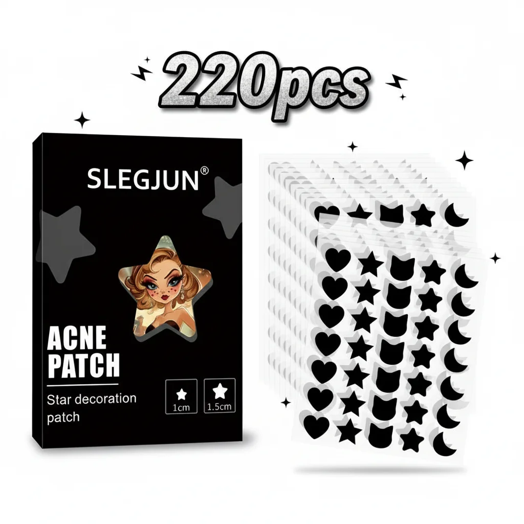 200pcs Mixed Star Moon Pimple Patches Cool Girl Face Decor Stickers Fashionable Invisible Acne Dots Blemish Coverage Sticker