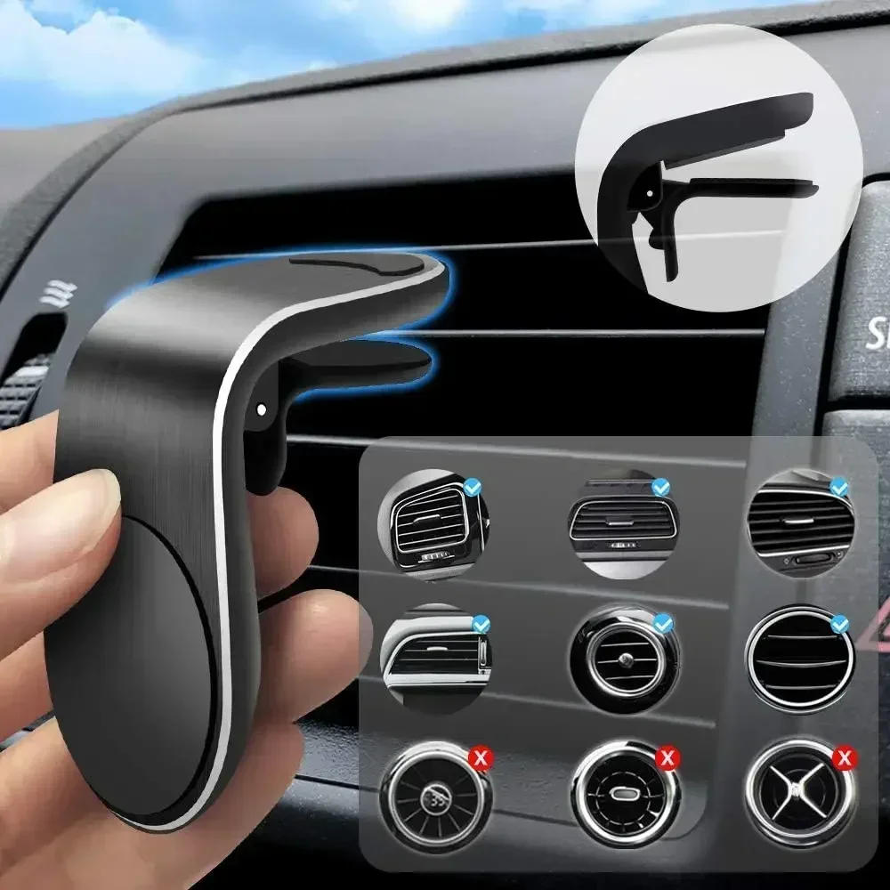 Universal Phone Holder in Car Phone Stand Magnetic Clip for Mount Car Magnetic L-Type Phone Holder Suit to All Model Cellphone
