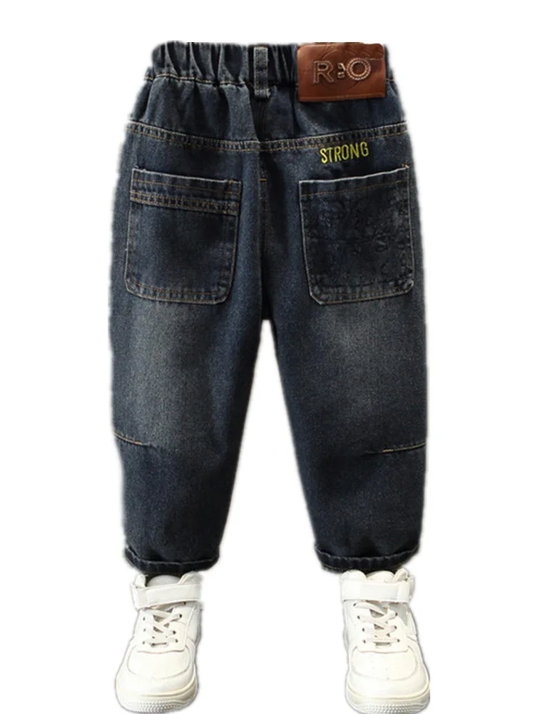 

Spring Autumn Boys Jeans Children Straight Jeans Kids Fashion Trousers Elastic Waist Pocket Jeans Children's casual Pants 2-10Yr