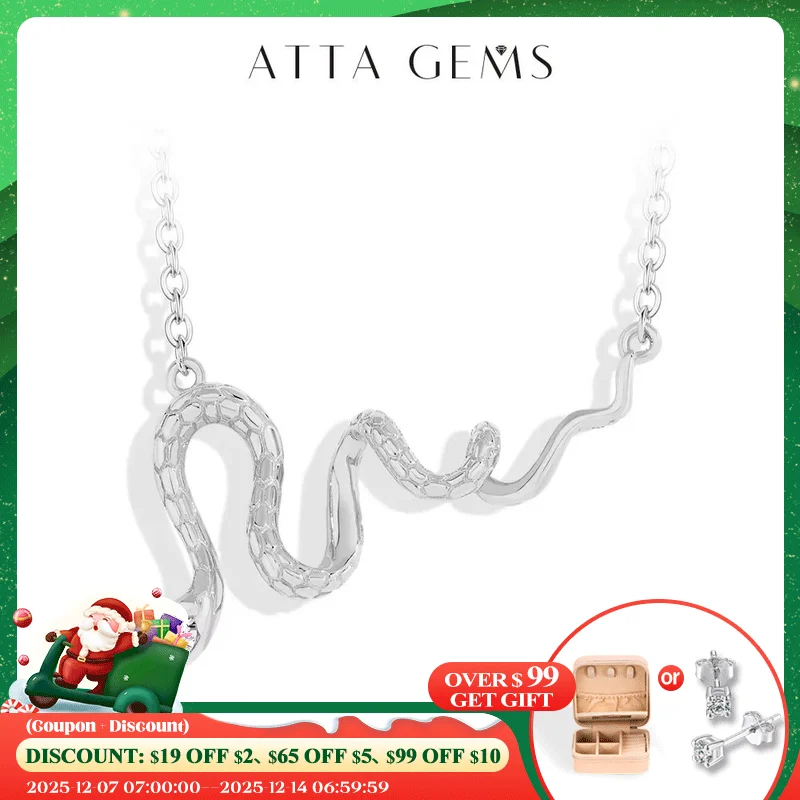

ATTAGEMS 2025 New Moissanite Necklace for Women D VVS1 Lab Diamond Snake Shape 925 Sterling Silver Engagement Party Jewelry Gift