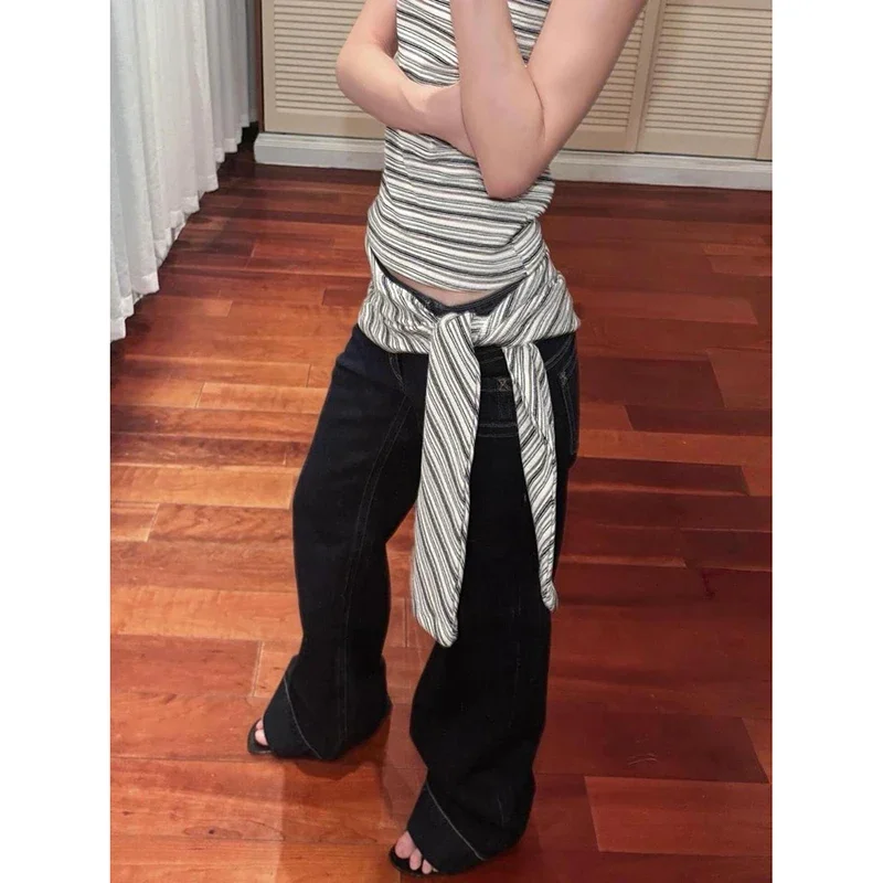 Women Vintage Blue Y2k Baggy Jeans 2025 Autumn Harajuku Boyfriend Denim Trousers High Street 2000s Jean Pants Oversize Clothes