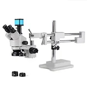 Professional Microscope 3.5X-90X Simul-Focal Stereo Lockable Zoom Microscope for Dual Arm B 21MP Microscope 144LED