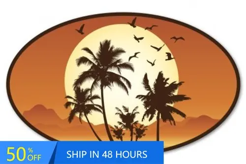 

Tropical Scene Palm Trees Retro Truck Camper Van Car Bumper Waterproof Vinyl Decal Sticker Cute Unique Funny