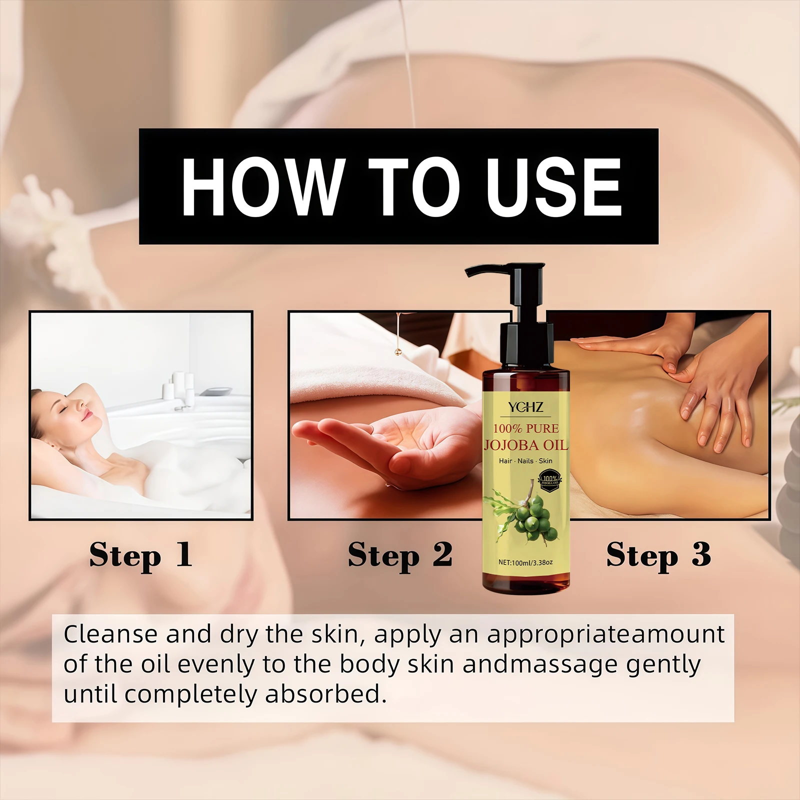 Jojoba Oil—Pure Natural Skin Care and Hair Care Product, Moisturizes the Skin, Nourishes the Scalp and Hair. Suitable for the Face, Neck, Hair, Hands, Feet, and Body, Can Be Used for Massage, Skin Care, and Eyelash Care. view 6
